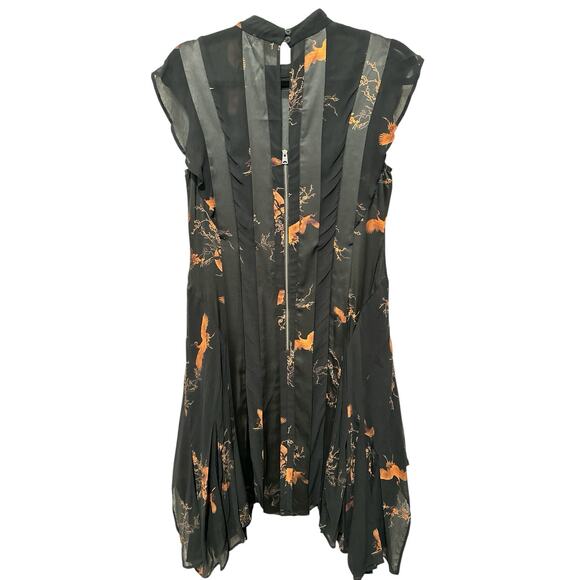 ALLSAINTS Fleur Aurora Dress Size USA 2 Asymmetric hem Cap sleeves Round neck - Picture 8 of 13